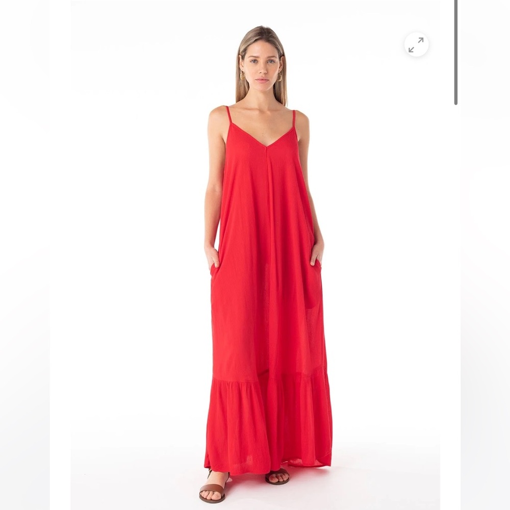 Love stitch Crinkle Gauze Maxi Dress